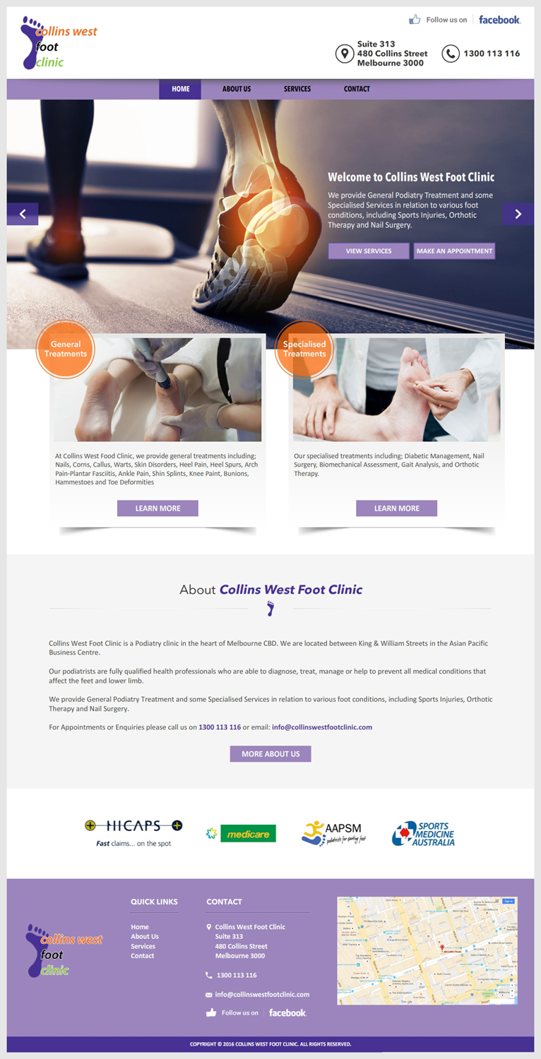 Web Design by -Marc- for Collins West Foot Clinic | Design #11658647