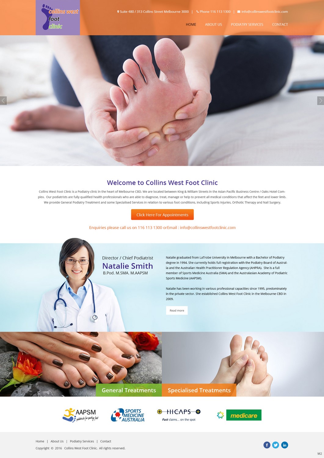 Web Design by pb for Collins West Foot Clinic | Design #11643825
