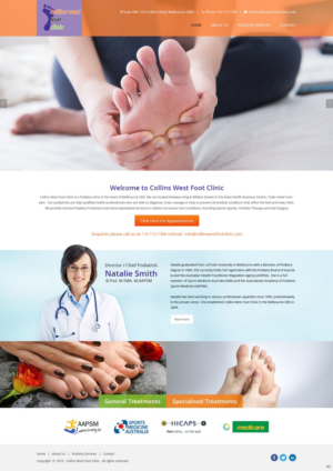 Web Design par pb pour Collins West Foot Clinic | Design : #11643825