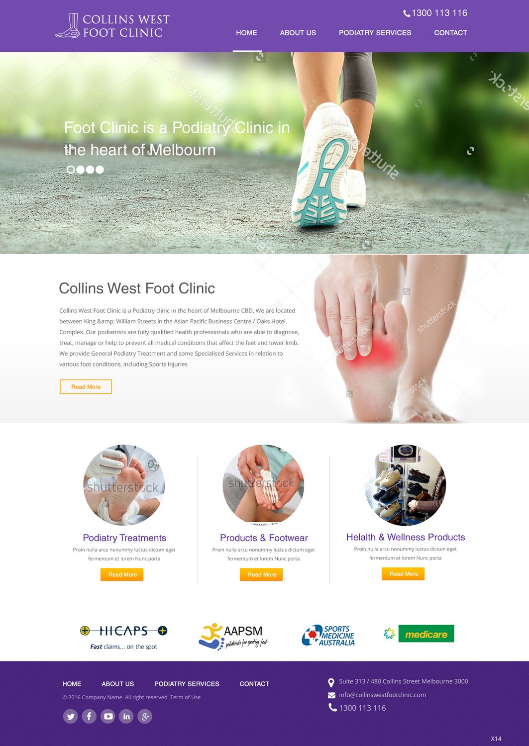 Web Design par pb pour Collins West Foot Clinic | Design #11643826