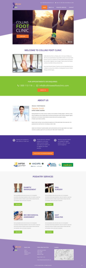 Web Design by pb for Collins West Foot Clinic | Design: #11651578