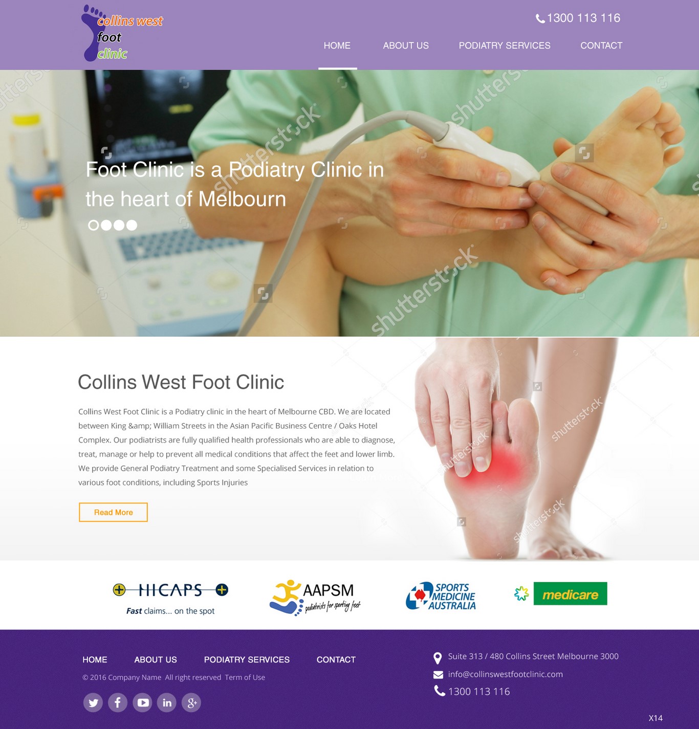 Web Design par pb pour Collins West Foot Clinic | Design #11661747