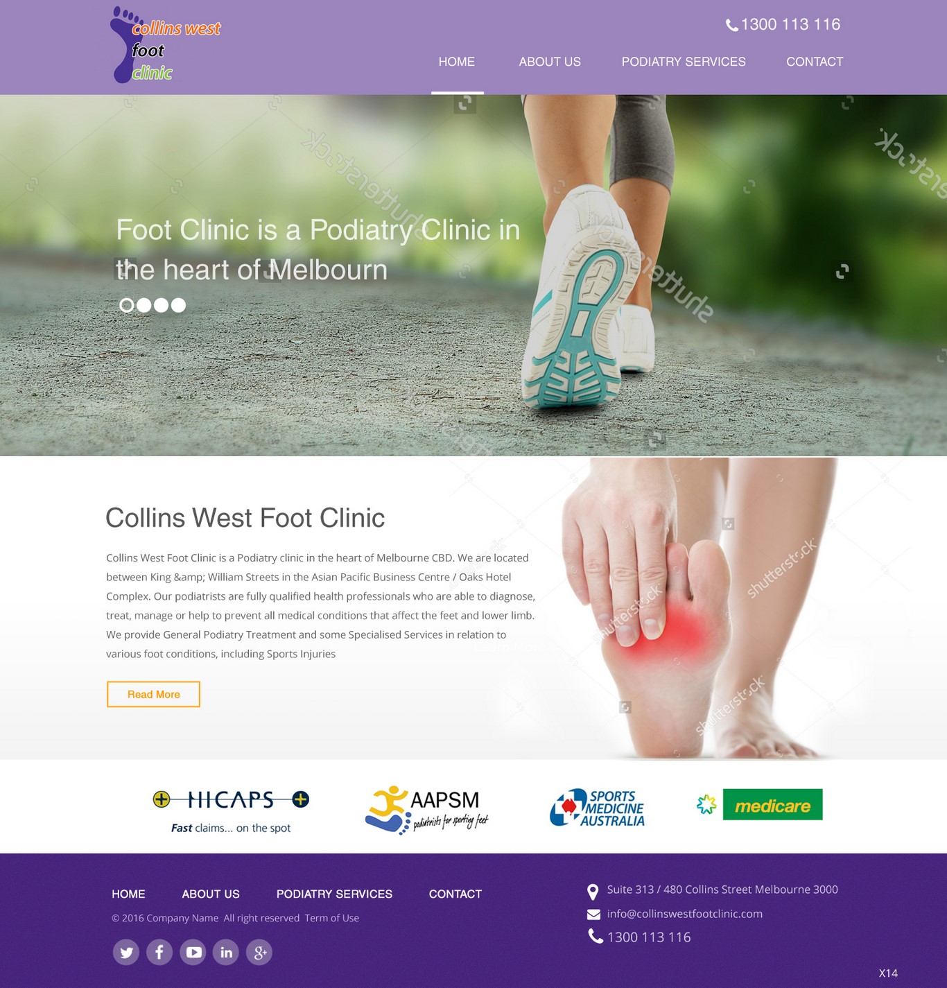 Web Design par pb pour Collins West Foot Clinic | Design #11661748