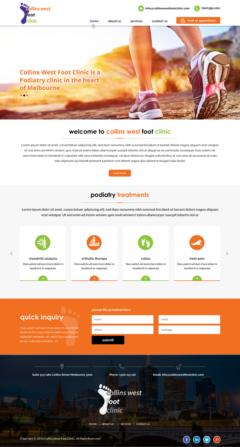 Web Design by Sbss for Collins West Foot Clinic | Design #11640439