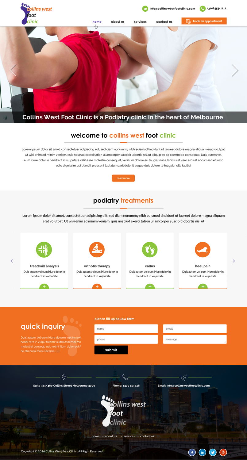 Web Design by Sbss for Collins West Foot Clinic | Design #11640440