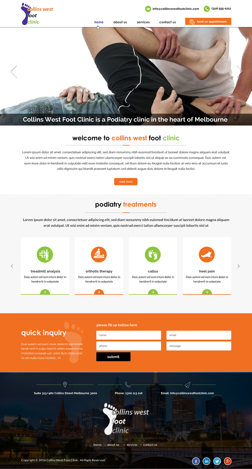 Web Design by Sbss for Collins West Foot Clinic | Design #11640441