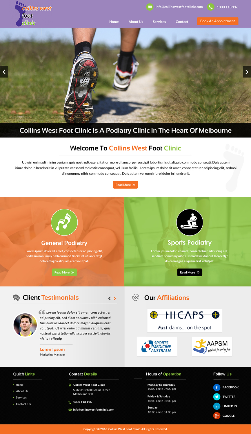 Web Design by Sbss for Collins West Foot Clinic | Design #11647097