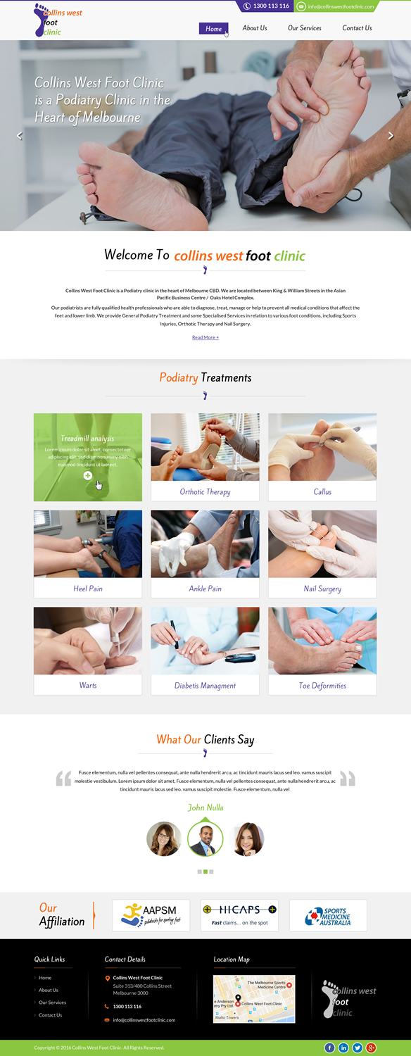 Web Design by Sbss for Collins West Foot Clinic | Design #11651721