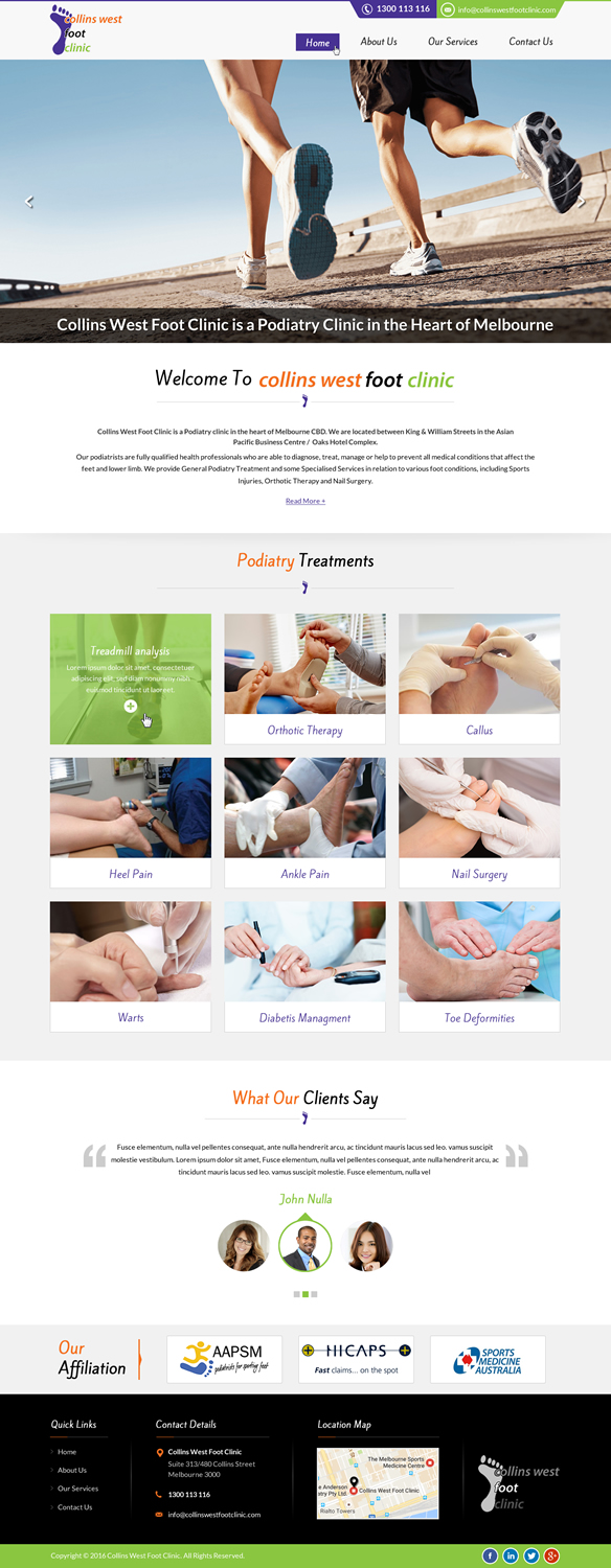 Web Design by Sbss for Collins West Foot Clinic | Design #11651722