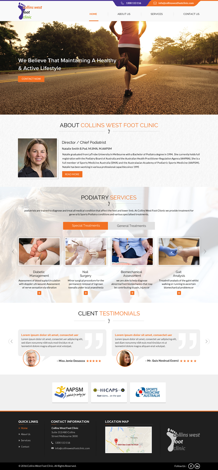 Web Design by Sbss for Collins West Foot Clinic | Design #11651743