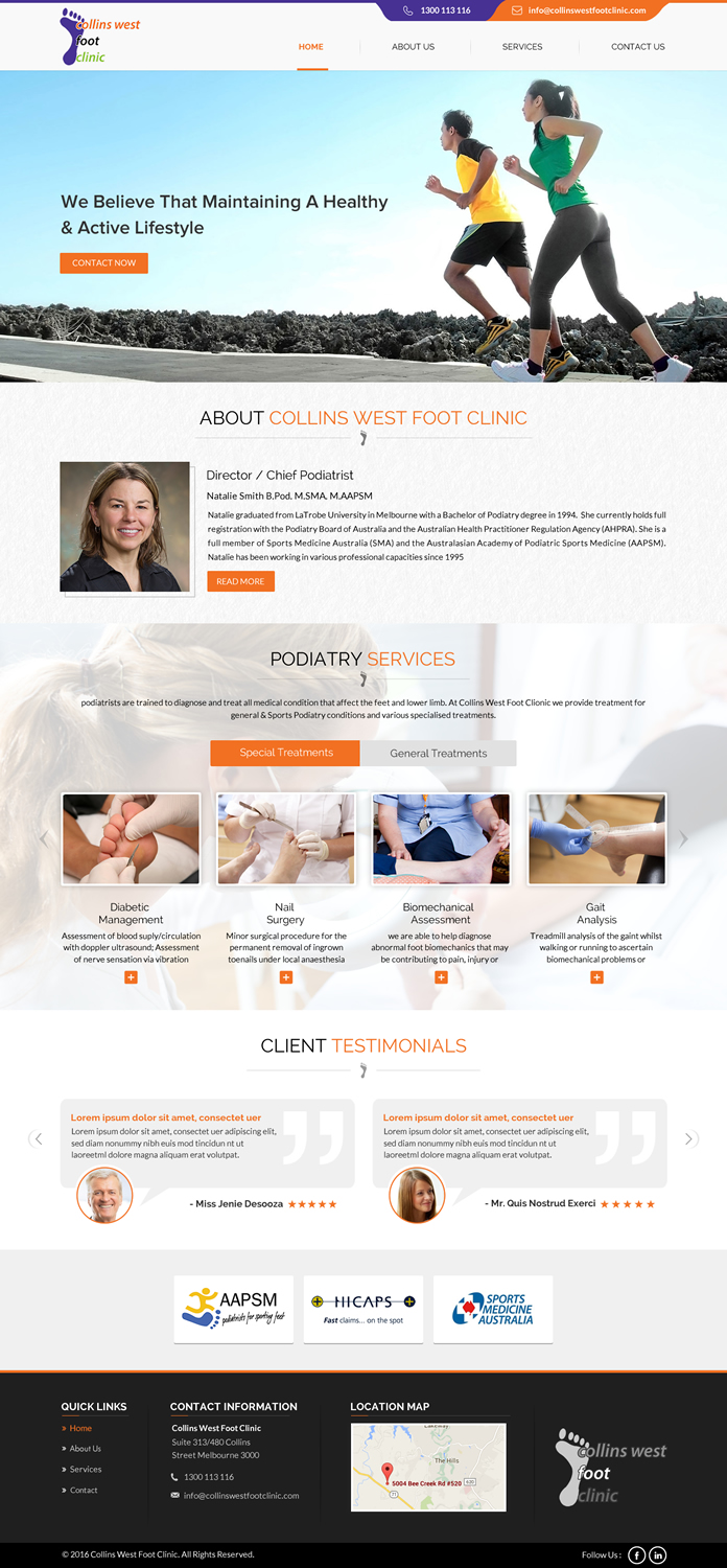 Web Design by Sbss for Collins West Foot Clinic | Design #11651744