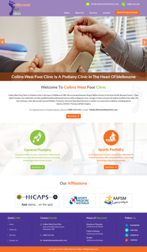 Web Design by Sbss for Collins West Foot Clinic | Design: #11658971