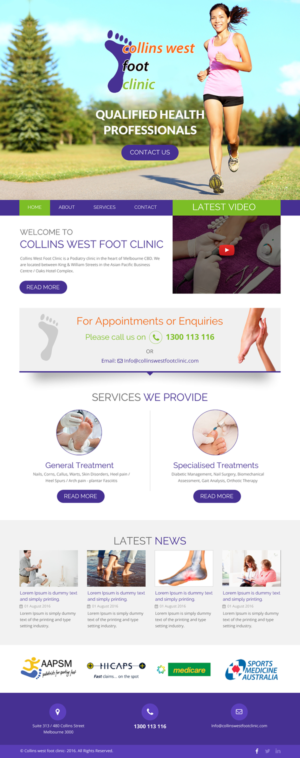 Web Design par rightway pour Collins West Foot Clinic | Design : #11639340