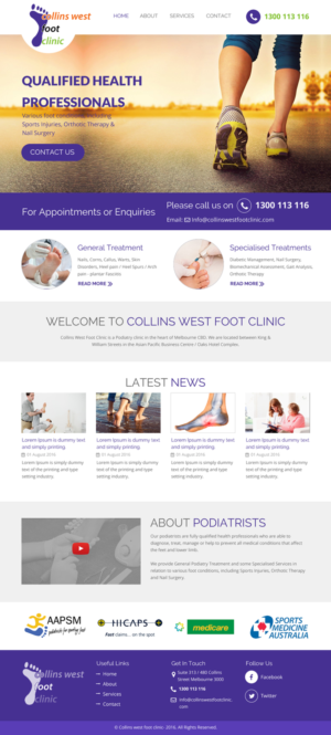 Web Design by rightway for Collins West Foot Clinic | Design: #11639342