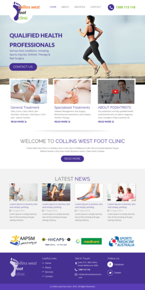 Web Design par rightway pour Collins West Foot Clinic | Design : #11639347