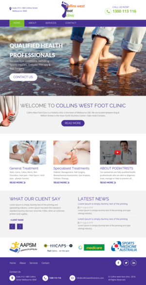 Web Design by rightway for Collins West Foot Clinic | Design: #11639385