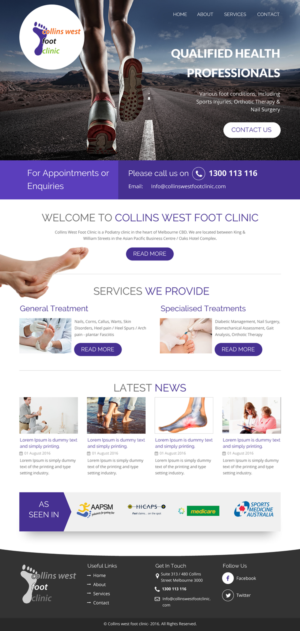 Web Design by rightway for Collins West Foot Clinic | Design: #11639404