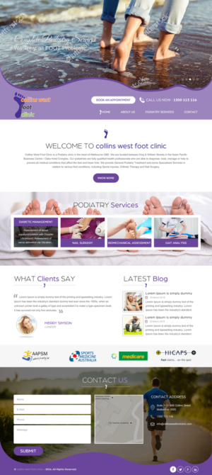 Web Design par rightway pour Collins West Foot Clinic | Design : #11639428