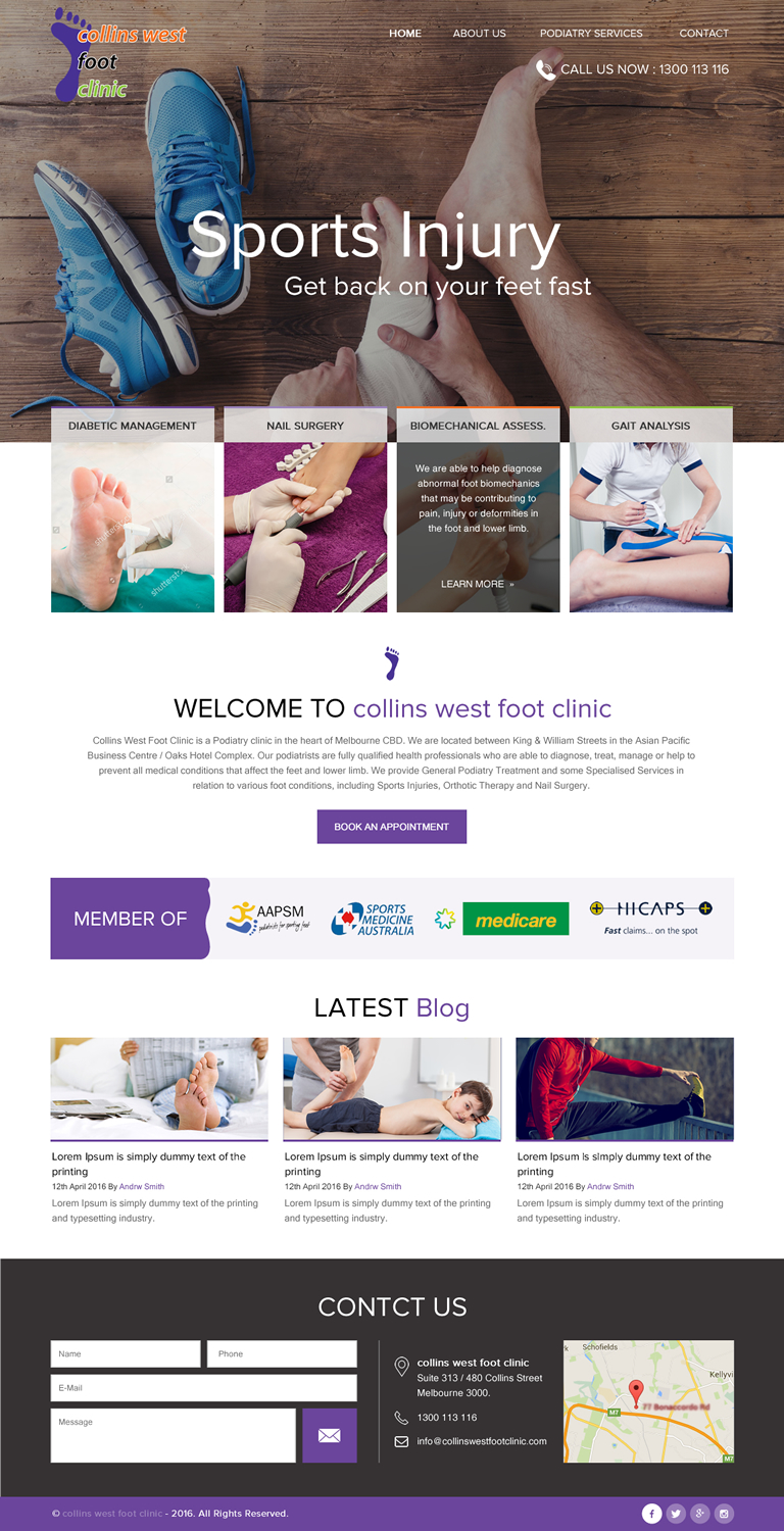 Web Design by rightway for Collins West Foot Clinic | Design #11639446