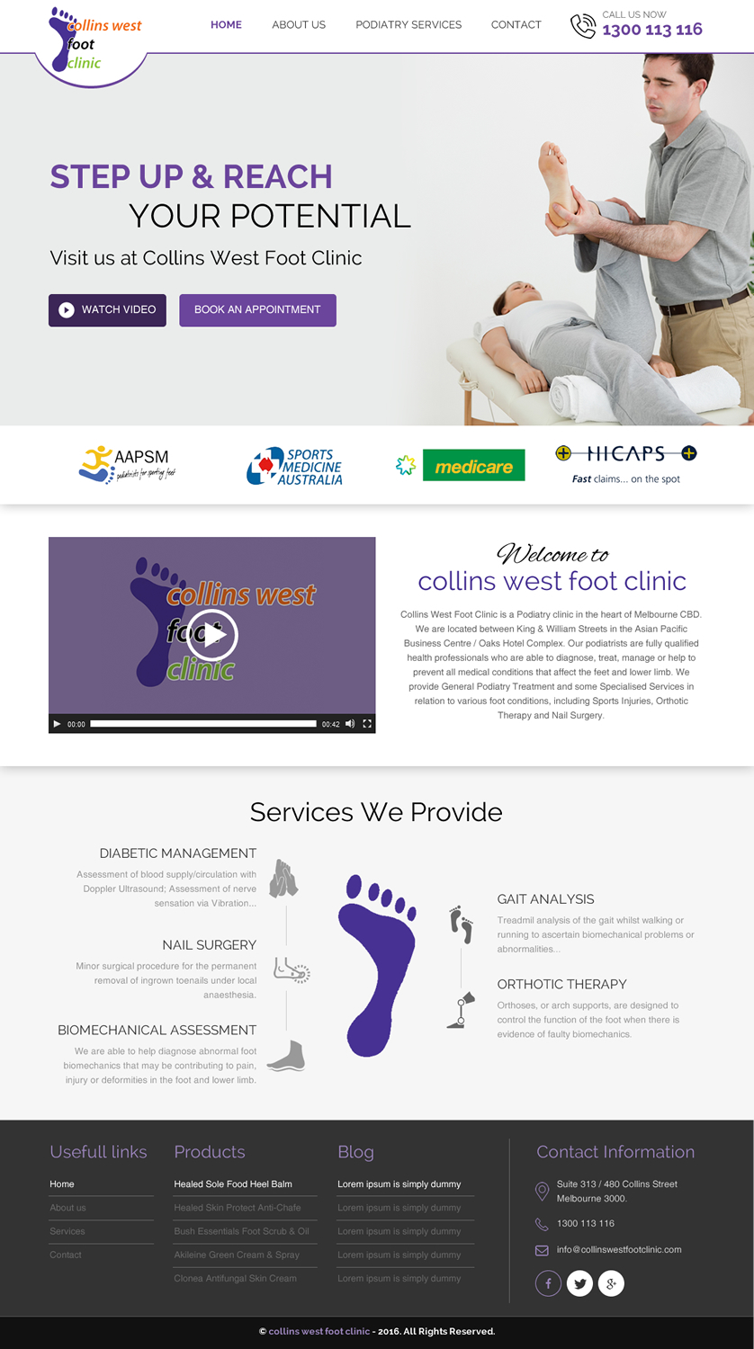 Web Design by rightway for Collins West Foot Clinic | Design #11639456