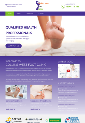 Web Design par rightway pour Collins West Foot Clinic | Design : #11645356