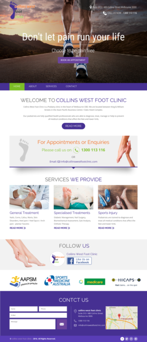 Web Design par rightway pour Collins West Foot Clinic | Design : #11655785