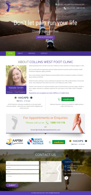 Web Design par rightway pour Collins West Foot Clinic | Design : #11679952