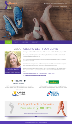 Web Design par rightway pour Collins West Foot Clinic | Design : #11730345