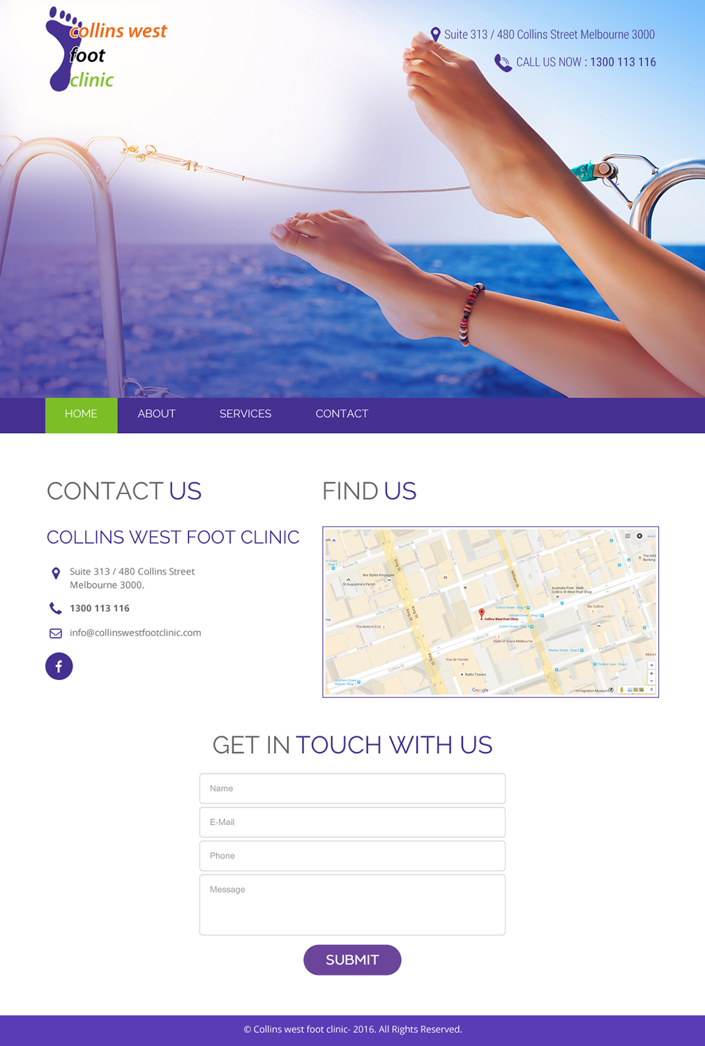 Web Design by rightway for Collins West Foot Clinic | Design #11730349