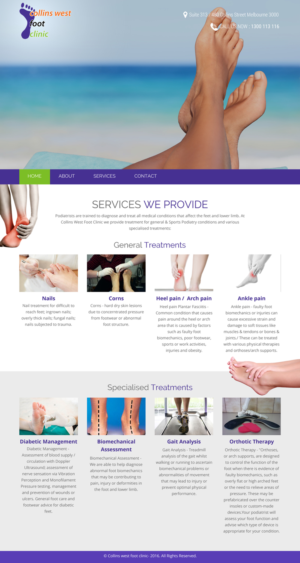 Web Design par rightway pour Collins West Foot Clinic | Design : #11730358