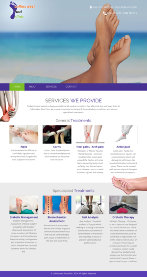 Web Design par rightway pour Collins West Foot Clinic | Design : #11755953