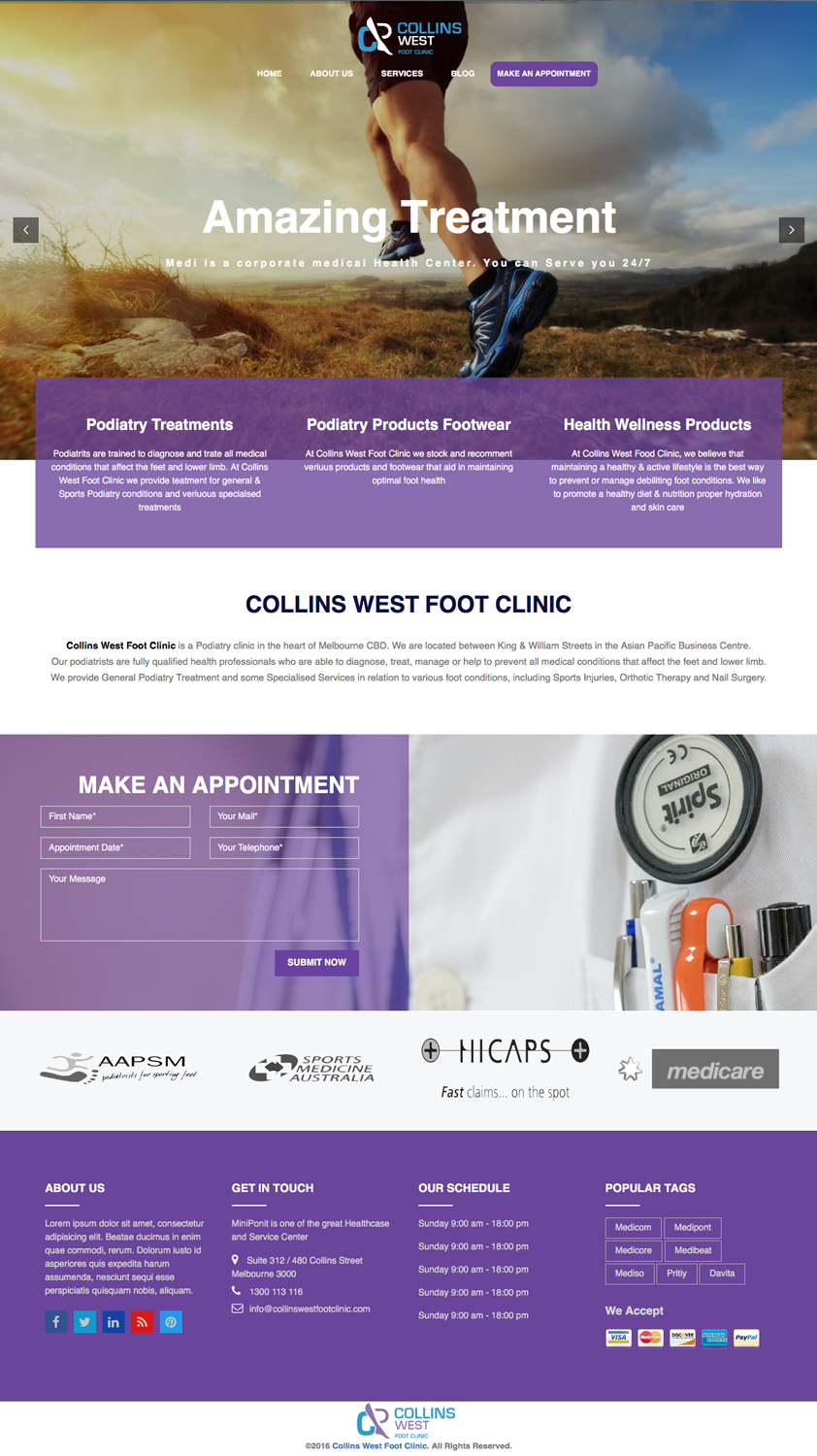 Web Design by cCopilot for Collins West Foot Clinic | Design #11641988