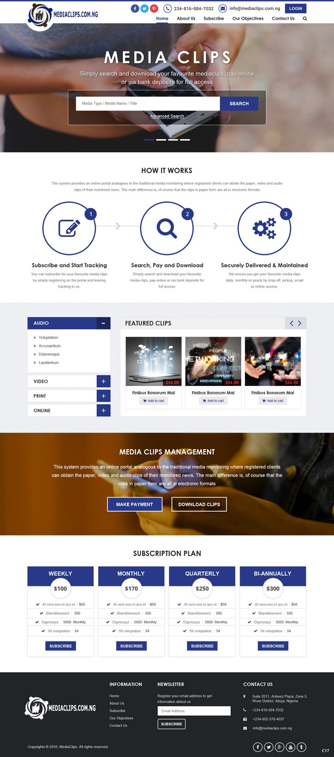 Web Design by pb for mediaclips.com.ng | Design #11661819