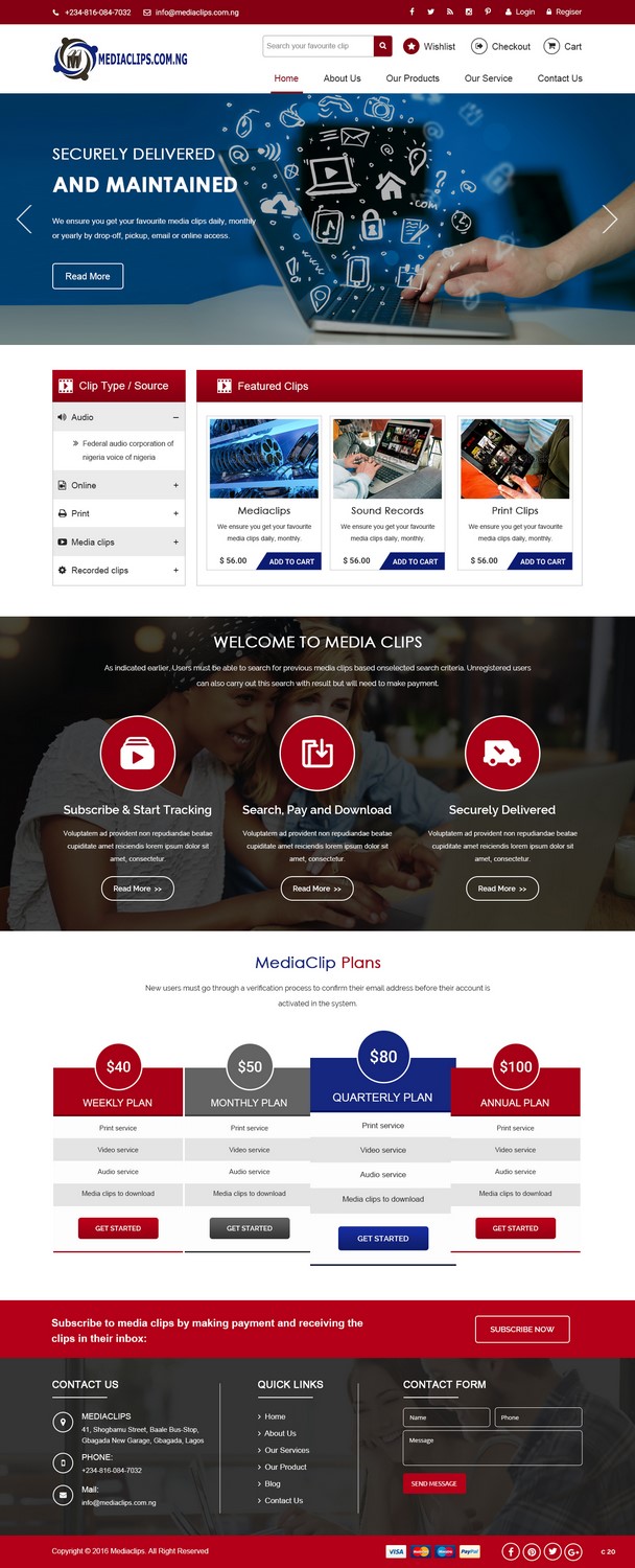 Web Design par pb pour mediaclips.com.ng | Design #11661823
