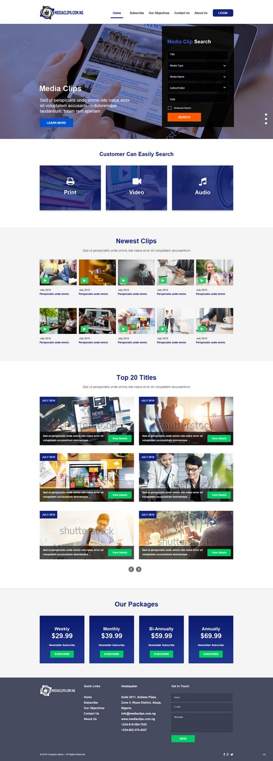 Web Design par pb pour mediaclips.com.ng | Design #11671211