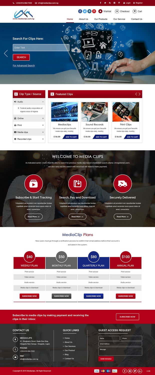 Web Design by pb for mediaclips.com.ng | Design #11689709