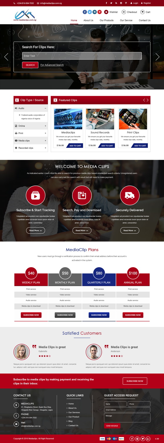 Web Design by pb for mediaclips.com.ng | Design #11707037