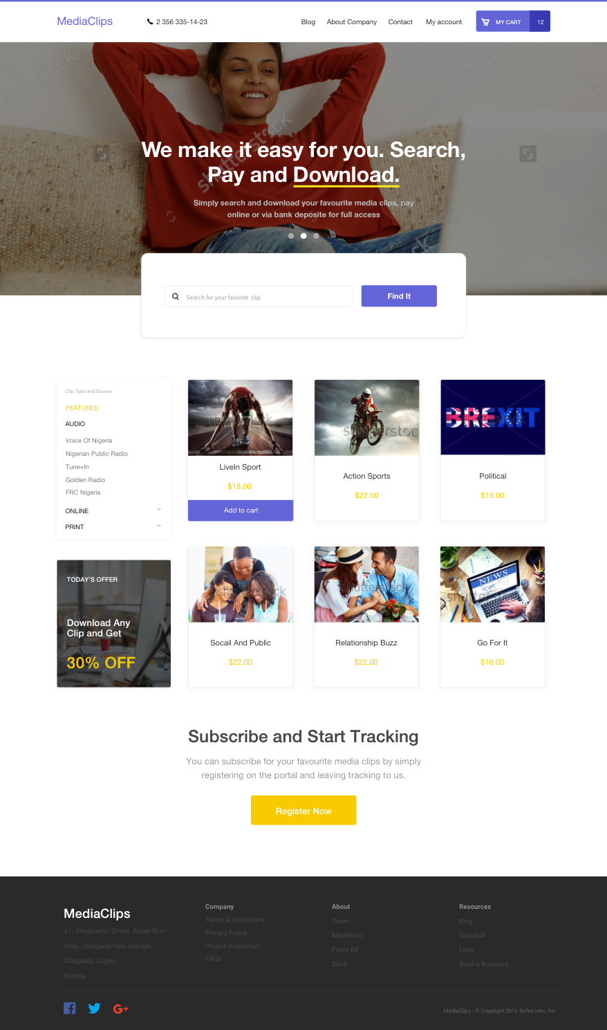 Web Design by ProOne for mediaclips.com.ng | Design #11658878