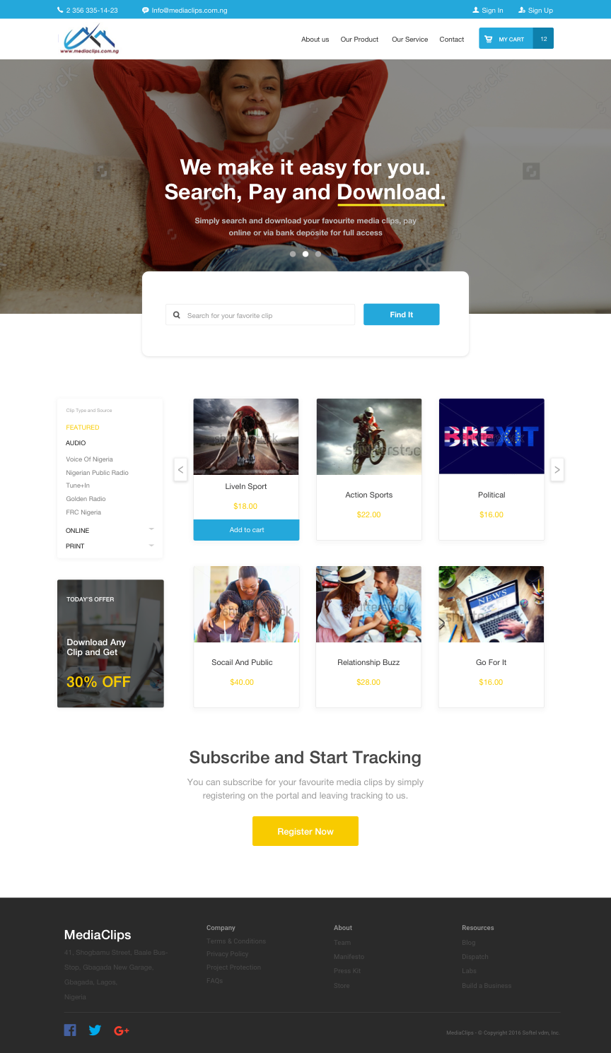 Web Design by ProOne for mediaclips.com.ng | Design #11664695