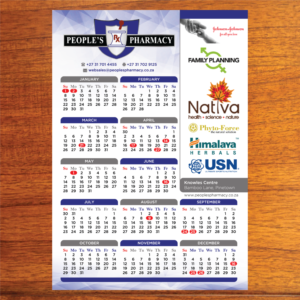 contemporary calendar for peoples pharmacy | Diseño de Impresos por Annie Creative Service