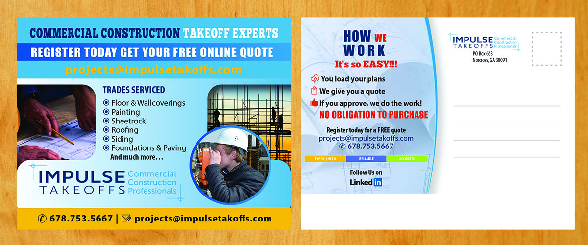 Postcard Design by Venus L. Penaflor for Impulse Flooring LLC. | Design #11685078