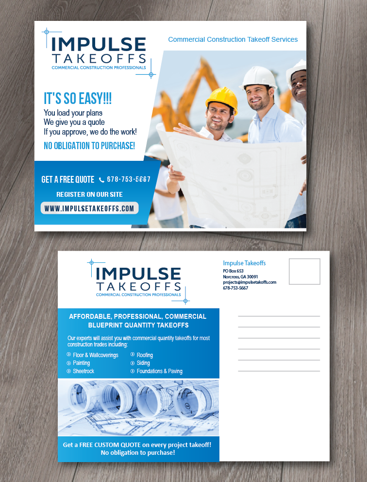 Postcard Design by alex989 for Impulse Flooring LLC. | Design #11670912