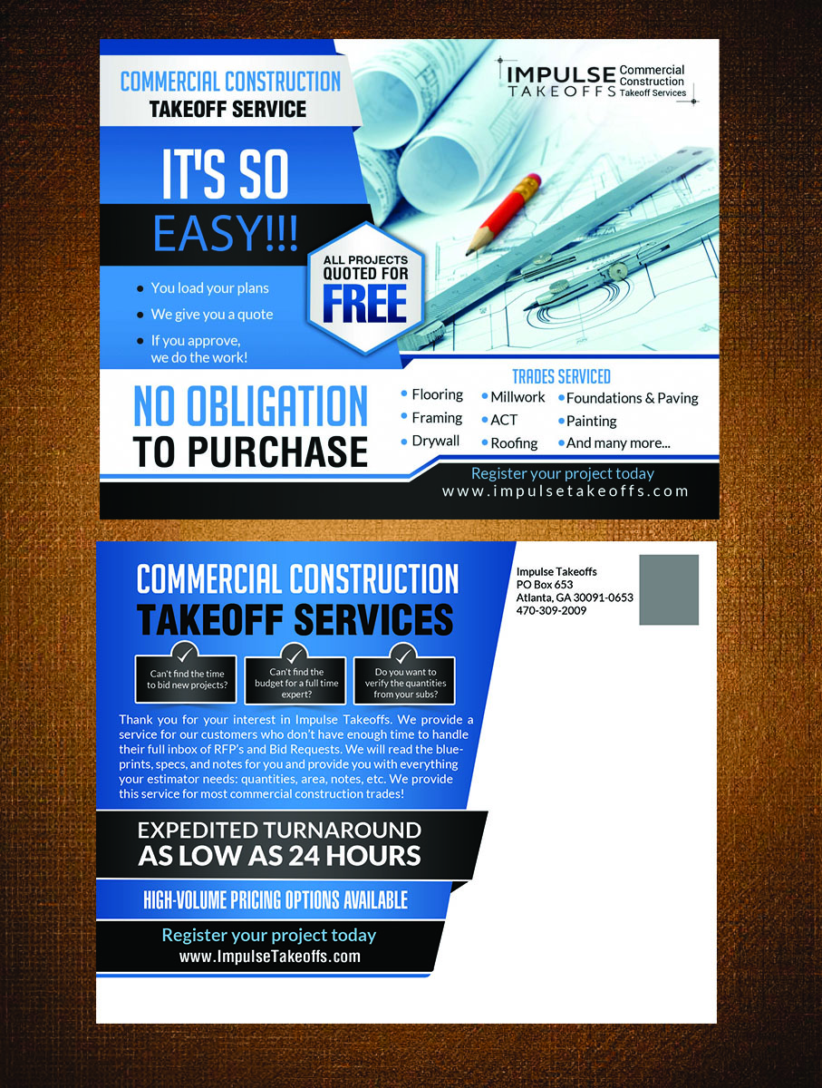 Postcard Design by creative.bugs for Impulse Flooring LLC. | Design #11770649