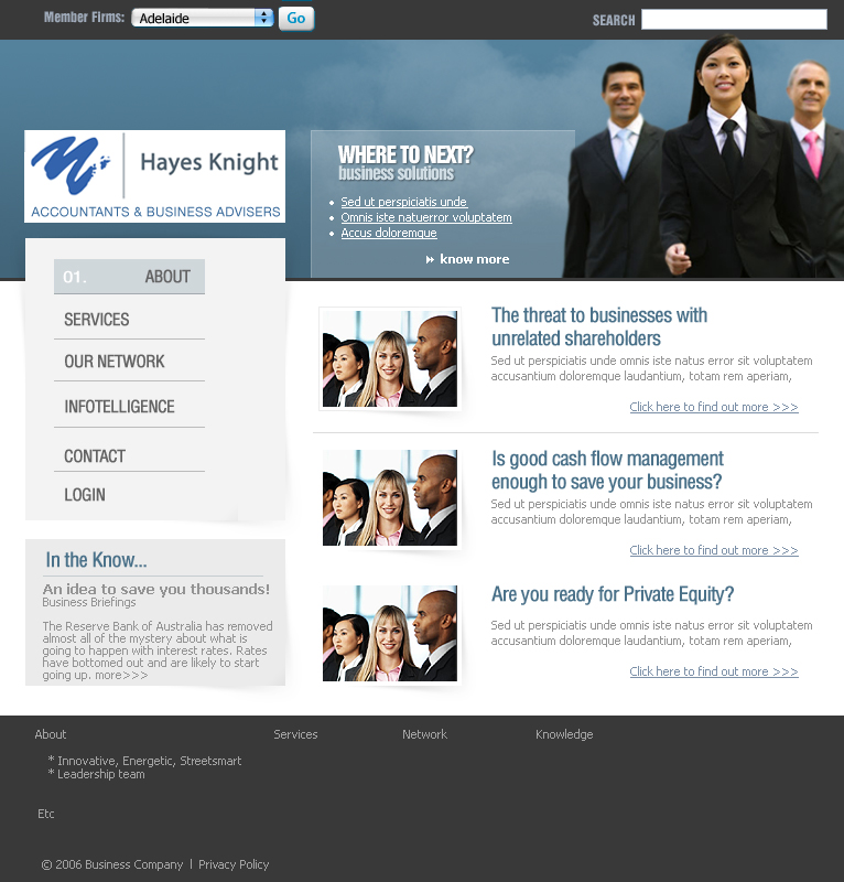 Web Design by Urban Ad for Hayes Knight | Design #26565