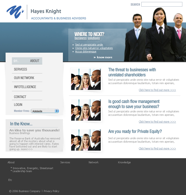 Web Design by Urban Ad for Hayes Knight | Design #26572