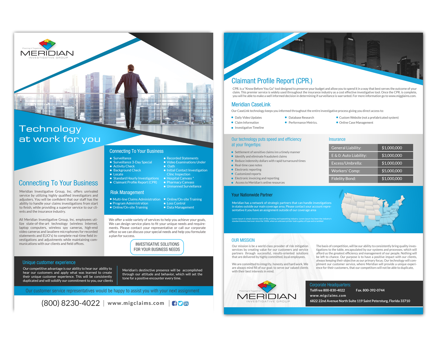 Diseño de Brochure por hih7 para Meridian Investigative Group, Inc. | Diseño: #11808815