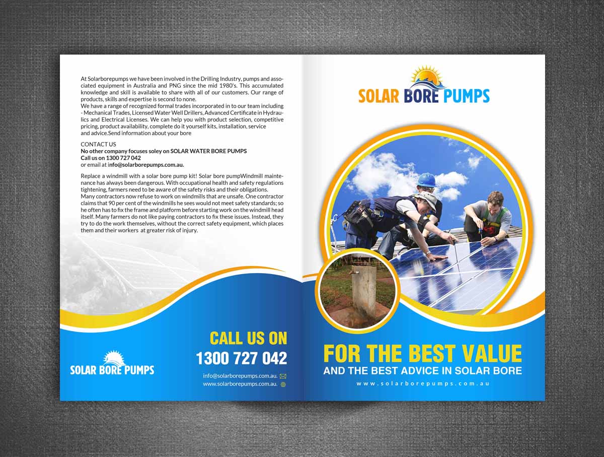 Brochure Design by creative.bugs for Waterborepump Warehouse, Solarborepumps | Design #11678633