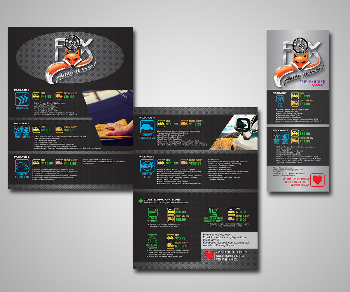 Diseño de Flyer por mastermindmediastudio para Fox Automotive Detailing | Diseño #11698159
