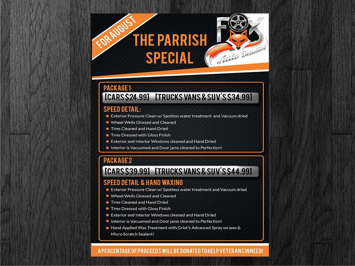 Flyer Design by Designs 2019 for Fox Automotive Detailing | Design #11689377