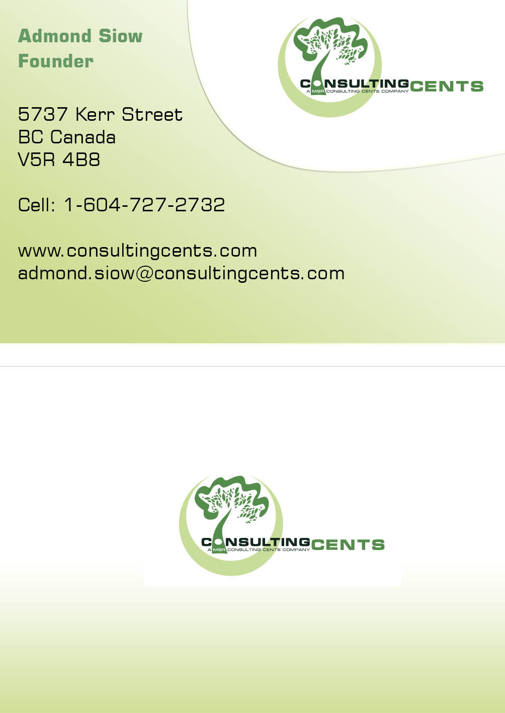 Business Card Design by designkind for MSR Consulting Cents | Design #25532